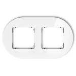 ICON Ramka uniwersalna podwójna okrągła - efekt szkła (ramka: biała; spód: czarny) biały