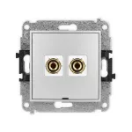 MINI Mechanizm gniazda głośnikowego pojedynczego, bez pola opisowego (typu banan - czerwony i czarny, pozłacany, 4 mm2, do lutowania) srebrny metalik