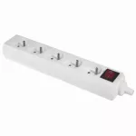 GN-570WS Gniazdo wtyczkowe przenośne pięciokrotne 5x2p+Z z wyłącznikiem 16A, 250V, rozbieralne; ECO; biały