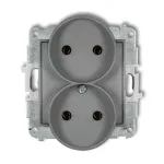 ICON Mechanizm gniazda podwójnego do ramki bez uziemienia 2x2P (bez przesłon torów prądowych) szary mat