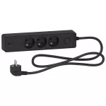 Odace, przedłużacz 3-gniazdowy z łącznikiem 2xUSB, 1,5m antracyt