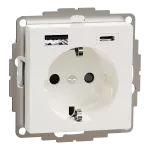 System M, Gniazdo SCHUKO z USB A+C 3A, biały polarny
