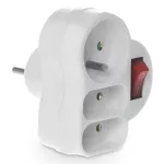 R-12WS Rozgałęźnik potrójny z wyłącznikiem, 1X2P+Z, 2X 2P-płaskie; biały