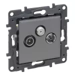 Niloe Step - gniazdo TV-R-SAT końcowe do instalacji typu gwiazda 1,5 dB- kolor stalowy, Legrand