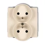 DECO Mechanizm gniazda podwójnego do ramki DECO Soft z uziemieniem 2x(2P+Z) (przesłony torów prądowych) beżowy
