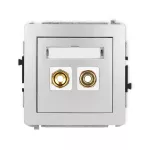 DECO Mechanizm gniazda głośnikowego pojedynczego (typu banan - czerwony i czarny, pozłacany, 4 mm2, skręcany) srebrny metalik
