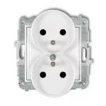 ICON Mechanizm gniazda podwójnego do ramki z uziemieniem 2x(2P+Z) (przesłony torów prądowych) biały mat
