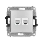ICON Mechanizm gniazda komputerowego podwójnego 2xRJ45, kat. 6, 8-stykowy, bez pola opisowego srebrny metalik