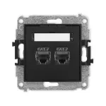 ICON Mechanizm gniazda komputerowego podwójnego 2xRJ45, kat. 7, ekranowany, 8-stykowy czarny mat