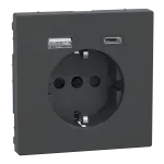 Merten,  gniazdo schuko + USB A+C 3A, antracyt