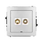 DECO Mechanizm gniazda głośnikowego pojedynczego, bez pola opisowego (typu banan - czerwony i czarny, pozłacany, 4 mm2, skręcany) srebrny metalik