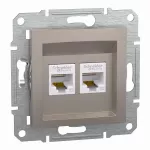 Asfora, gniazdo komputerowe 2x RJ45 kat.5e, UTP, bez ramki, brąz