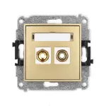 ICON Mechanizm gniazda głośnikowego pojedynczego (typu banan - czerwony i czarny, pozłacany, 4 mm2, skręcany) złoty