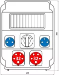 Rozdzielnica 2*32A 5p,2*250V,okienko,wyłacznik L-0-P