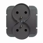 PT-6OR Gniazdo wtyczkowe podwójne-ONYX- p/t 2x2p+Z 16A ,250V do systemu ramkowego; antracyt
