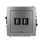 DECO Mechanizm gniazda podwójnego 2xUSB A-A 2.0, bez pola opisowego grafitowy