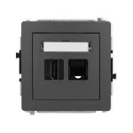 DECO Mechanizm gniazda pojedynczego HDMI 2.0, 4K + gniazda komp. poj. 1xRJ45, kat. 5e, 8-stykowy grafitowy mat