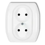 TREND Gniazdo podwójne bez uziemienia 2x2P (przesłony torów prądowych) biały