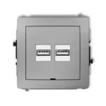 DECO Mechanizm ładowarki USB podwójnej 2xUSB A, 15,5W max., 5V, 3.1A, bez pola opisowego srebrny metalik