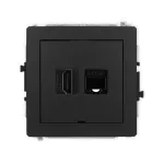 DECO Mechanizm gniazda pojedynczego HDMI 2.0, 4K + gniazda komp. poj. 1xRJ45, kat. 5e, 8-stykowy, bez pola opisowego czarny mat