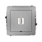 DECO Mechanizm ładowarki USB pojedynczej USB A, 5W max., 5V, 1A, bez pola opisowego srebrny metalik