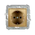 ICON Mechanizm gniazda pojedynczego z uziemieniem SCHUKO 2P+Z (przesłony torów prądowych) złoty