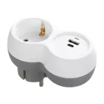 Rozgałęźnik 2P+Z, USB-A+C, schuko, biało-szary