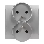 Gniazdo podwójne p/t 2x2P+Z Luna, 16A, 250V, PT-6LR, srebrny