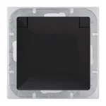Gniazdo pojedyncze p/t 2P+Z bryzgoszczelne z klapką Pearl, 16A, 250V, PT-16PH, czarny