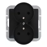 Gniazdo podwójne p/t 2x2P+Z Pearl, 16A, 250V, PT-6 PR, czarny