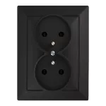 Gniazdo podwójne p/t 2x2P+Z Pearl, 16A, 250V, PT-6 P, czarny
