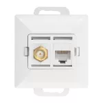 Gniazdo pojed. typu F + Gniazdo 1xRJ45 Cat6 Pearl, TV/F+RJ45/P, biały