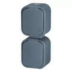 Gniazdo podwójne n/t 2x2P+Z, bryzgoszczelne z klapką, pionowe B2, IP54, NT-6B2/P, szary