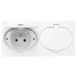 Hermetyczne gniazdo elektryczne podwójne, IP55, 2x2P+Z(French), białe