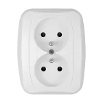 Gniazdo podwójne p/t 2x2p+Z 16A, 250V, ATUT, biały