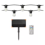 Solarna girlanda oświetleniowa - 1 sznur 10 m (10 opraw) + 10 żarówek LED 0,1W E27, 3000K + 1 żarówka gratis