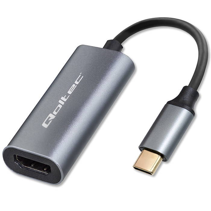 Qoltec Adapter Aluminiowa Przejściówka USB-C 3.1 MHL na HDMI 4K | 60Hz | 32AWG  do Laptop Smartfon