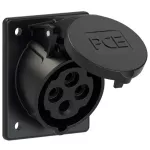 Gniazdo tablicowe skośne 16A 3P+Z 400V 50/60Hz 6h IP44/54 (kołnierz 70X85, rozstaw śrub 50X65), seria MIDNIGHT