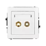 DECO Mechanizm gniazda głośnikowego pojedynczego (typu banan - czerwony i czarny, pozłacany, 4 mm2, skręcany) biały