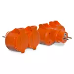 R-270P IP44 Rozgałęźnik podwójny 2x2P+Z, 16A, 250V; IP 44; pomarańczowy