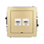 DECO Mechanizm gniazda komputerowego podwójnego 2xRJ45, kat. 6A, 8-stykowy, bez pola opisowego złoty