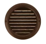 kratka wentylacyjna okrągła z siatką i kołnierzem fi 125 mm, brązowa