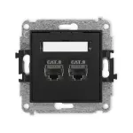 MINI Mechanizm gniazda komputerowego podwójnego 2xRJ45, kat. 8, ekranowany, 8-stykowy czarny mat