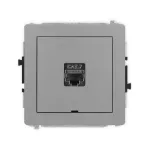 DECO Mechanizm gniazda komputerowego pojedynczego 1xRJ45, kat. 7, ekranowany, 8-stykowy, bez pola opisowego szary mat