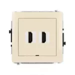 DECO Mechanizm gniazda podwójnego HDMI 2.0, 4K, bez pola opisowego beżowy
