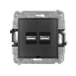 ICON Mechanizm ładowarki USB podwójnej 2xUSB A, 15,5W max., 5V, 3.1A, bez pola opisowego grafitowy