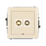 DECO Mechanizm gniazda głośnikowego pojedynczego, bez pola opisowego (typu banan - czerwony i czarny, pozłacany, 4 mm2, skręcany) beżowy