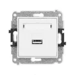 ICON Mechanizm ładowarki USB pojedynczej USB A, 5W max., 5V, 1A biały mat