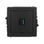 DECO Mechanizm gniazda pojedynczego USB A-A 3.0, bez pola opisowego czarny mat