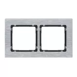 DECO Ramka uniwersalna podwójna - aluminium szczotkowane (ramka: srebrna; spód: czarny) srebrny